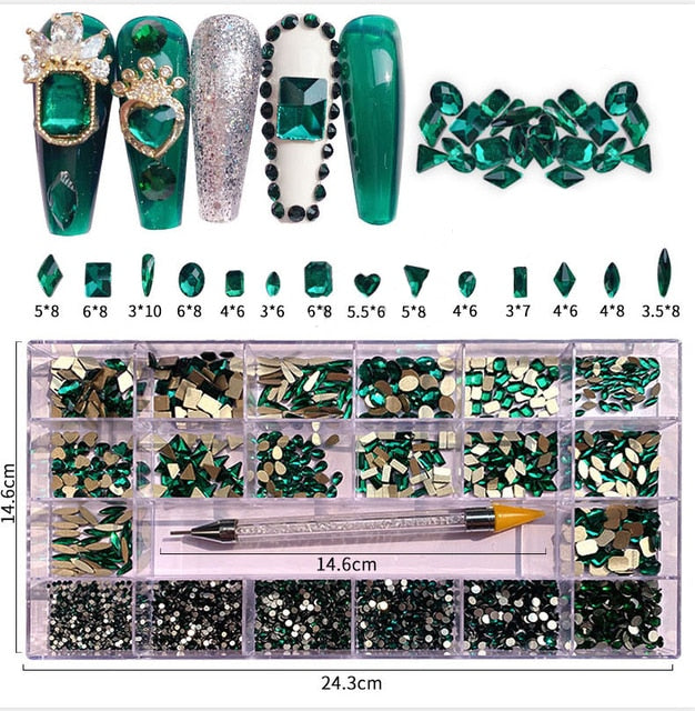 2500pcs Luxury Nail Rhinestones