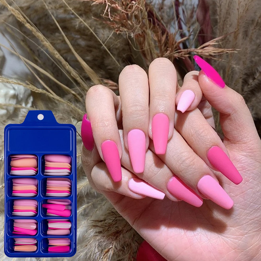 Coffin Ballerina Full Cover Nail Tips For Press on Nails