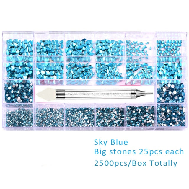 2500pcs Luxury Nail Rhinestones
