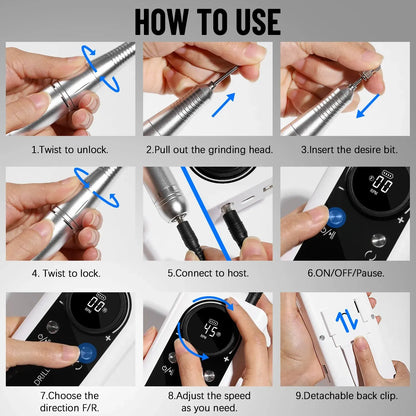 45000RPM Nail Drill Machine E- File