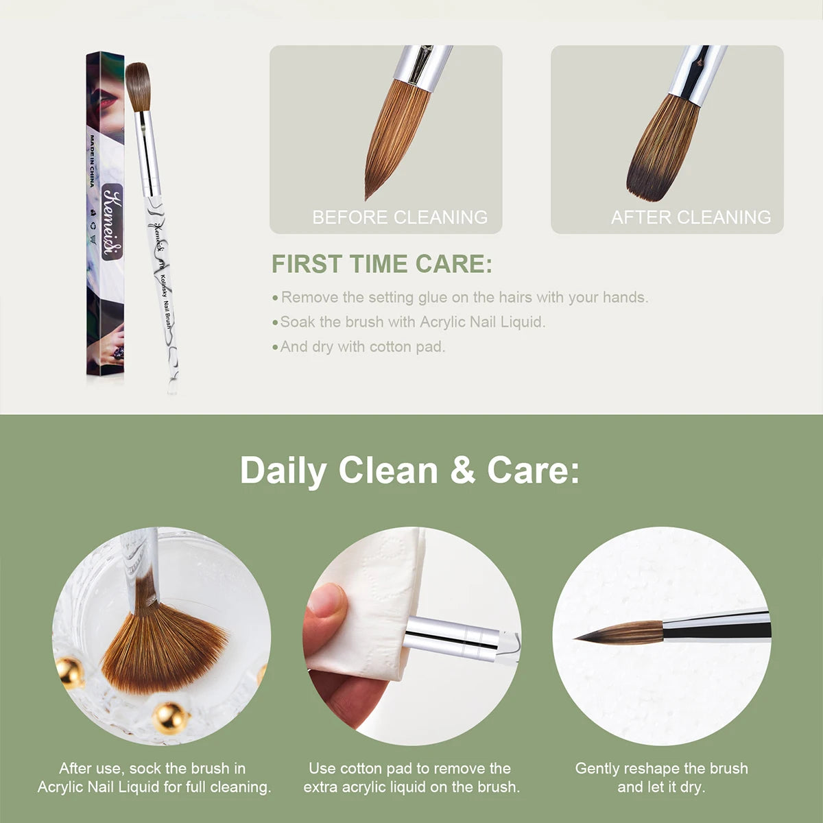 100% Kolinsky Acrylic Nail Brush