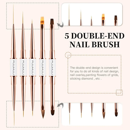 5Pcs Dual End 10 Piece Nail Art Brush Set