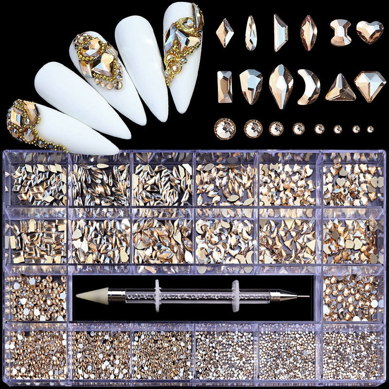 2500pcs Luxury Nail Rhinestones