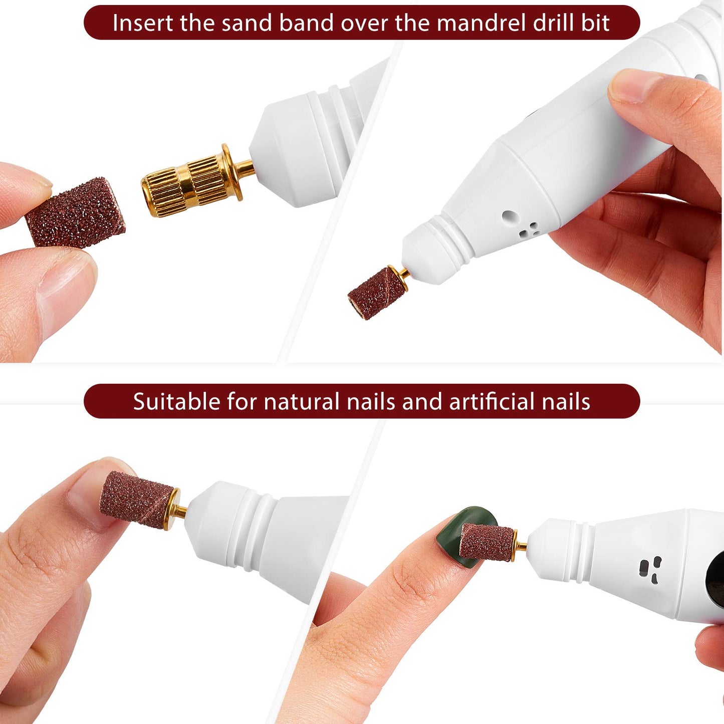 10PCS 3/32” Standard Mandrel E-File Nail Drill Bits for Sanding Band